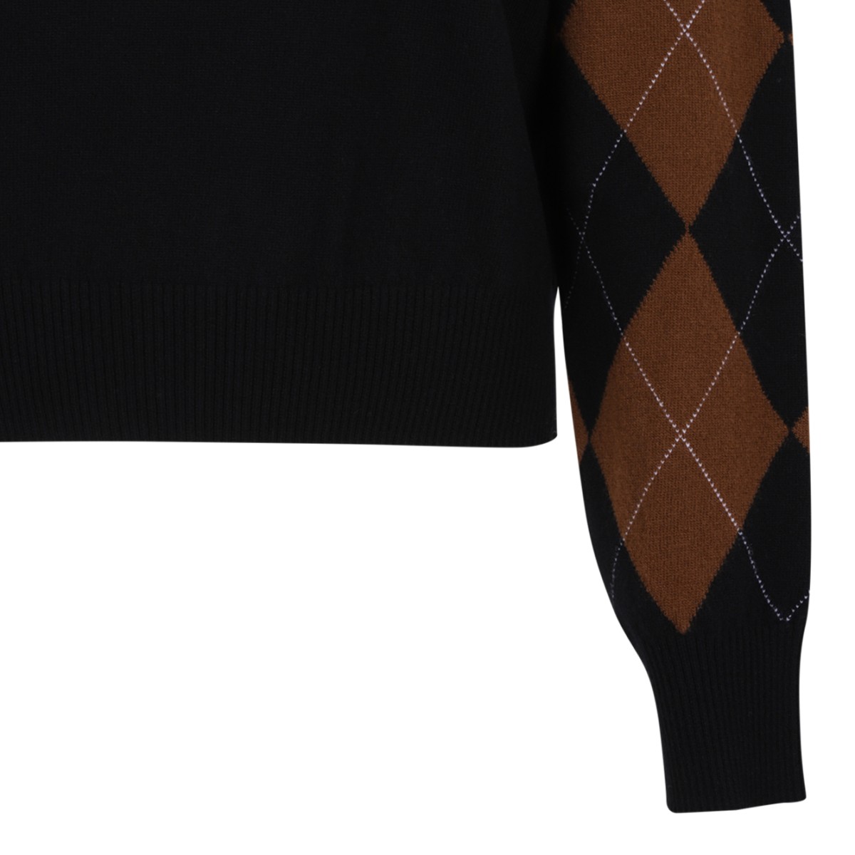 Douuod Black Argyle Sleeve Sweater.