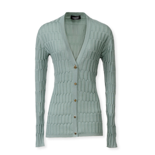 Fabiana Filippi Mint Green Ribbed Wool Cardigan.