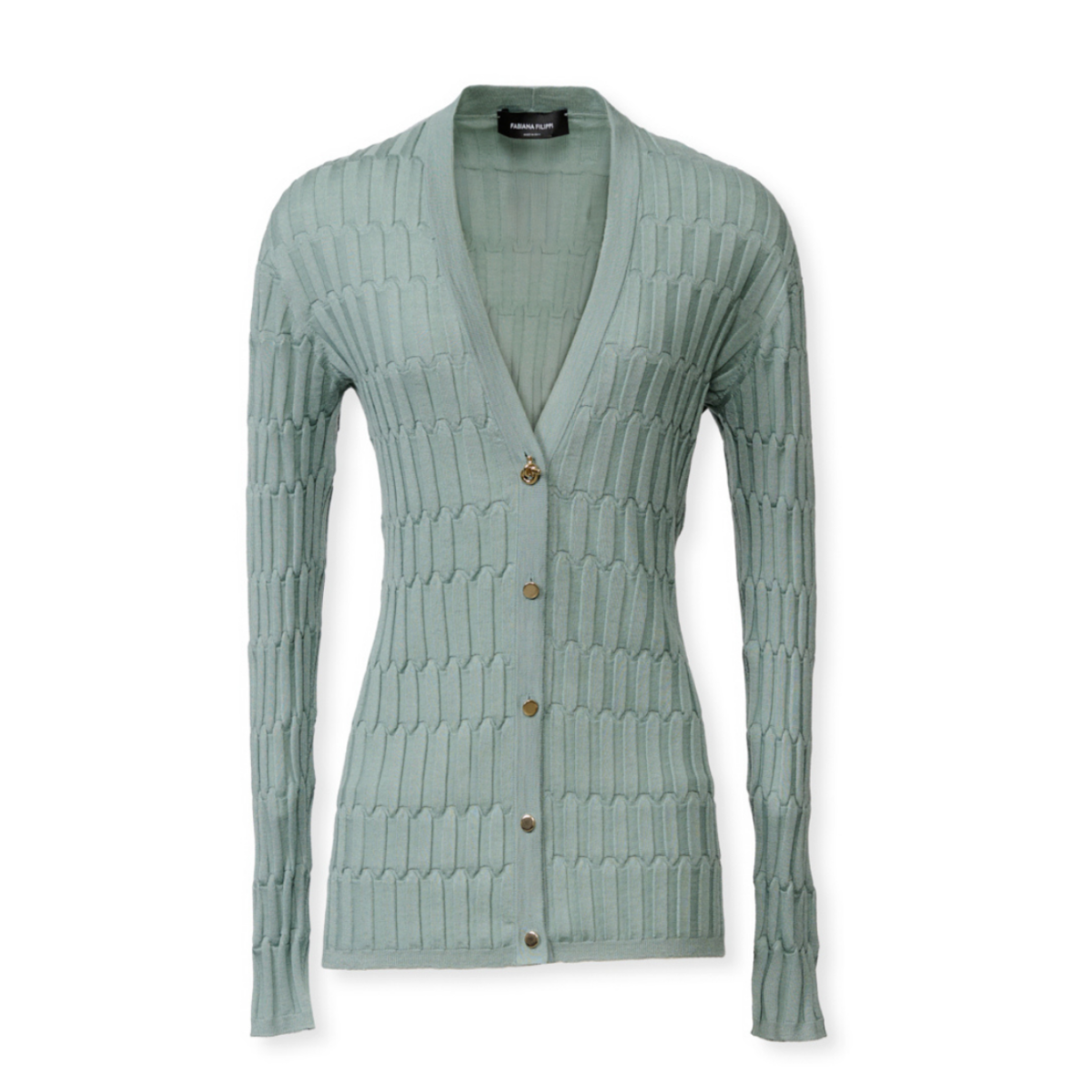 Fabiana Filippi Mint Green Ribbed Wool Cardigan.