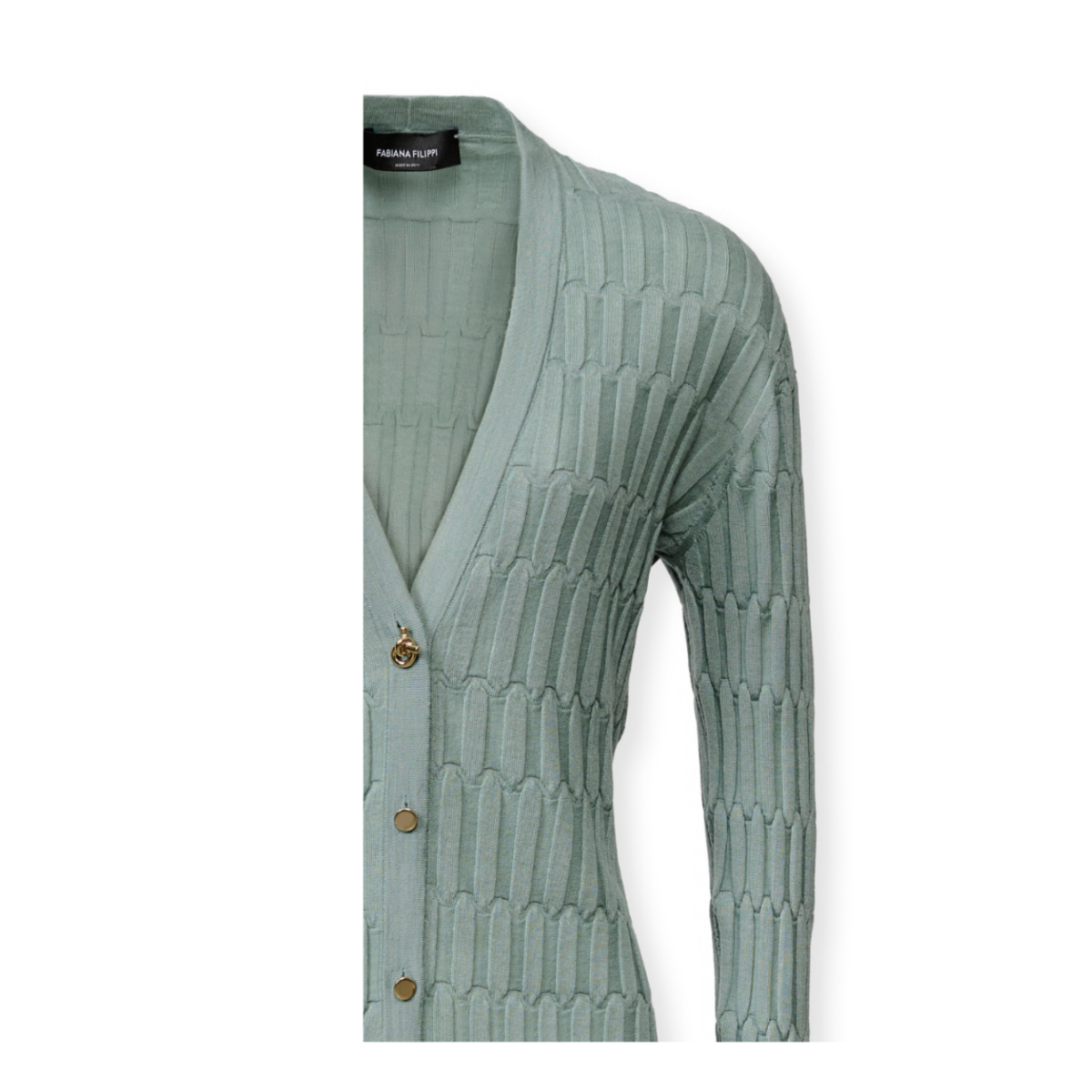 Fabiana Filippi Mint Green Ribbed Wool Cardigan.
