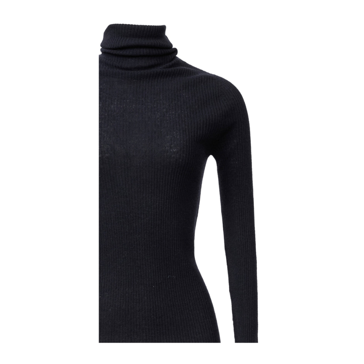 Fabiana Filippi Black Ribbed Wool Turtleneck Sweater.