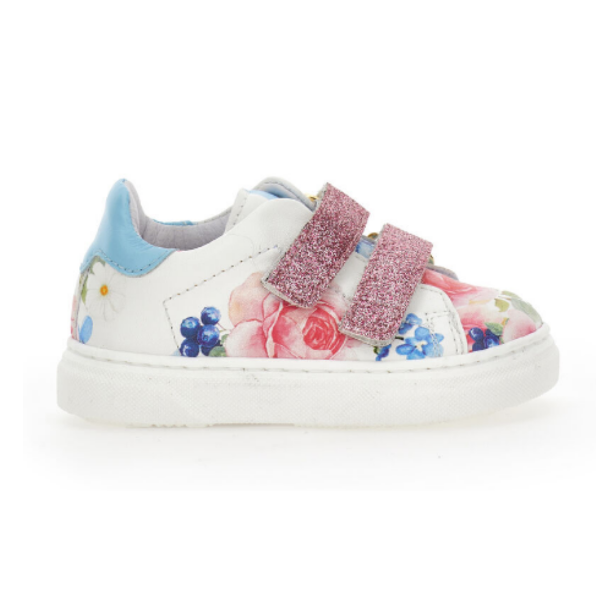 White Floral Velcro Sneakers.