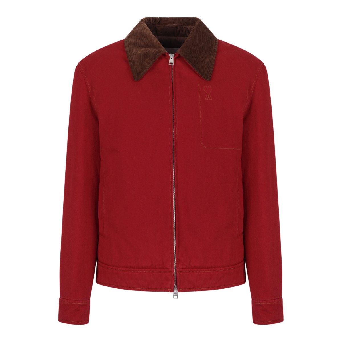 Red Contrast Collar Jacket.