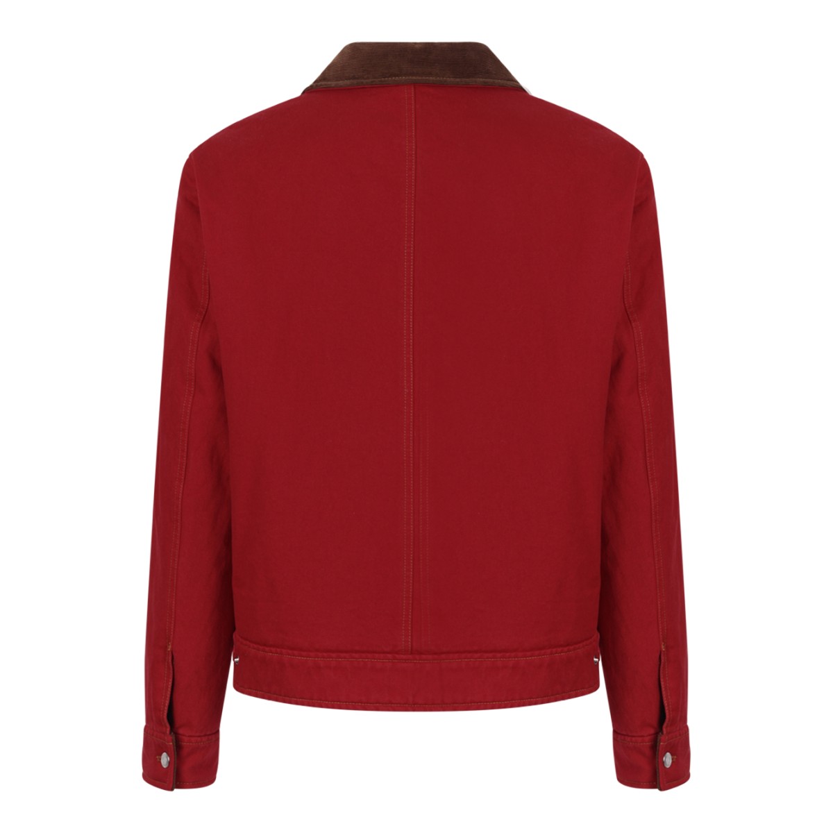 Red Contrast Collar Jacket.