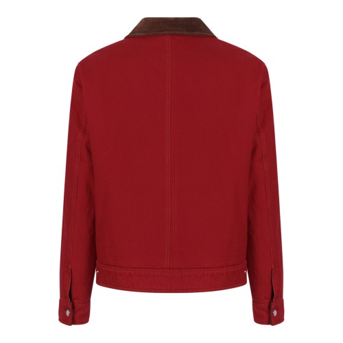 Red Contrast Collar Jacket.