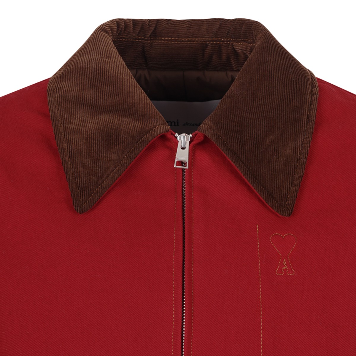 Red Contrast Collar Jacket.