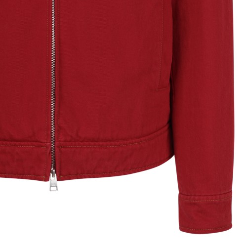 Red Contrast Collar Jacket.