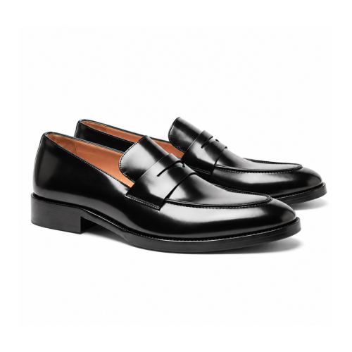 Black Leather Penny Loafers