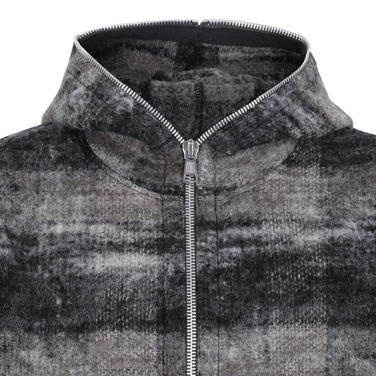 Our Legacy Grey Check Zip-Up Jacket.