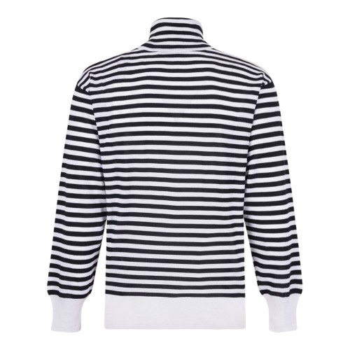 Black and White Striped Turtleneck Sweater.