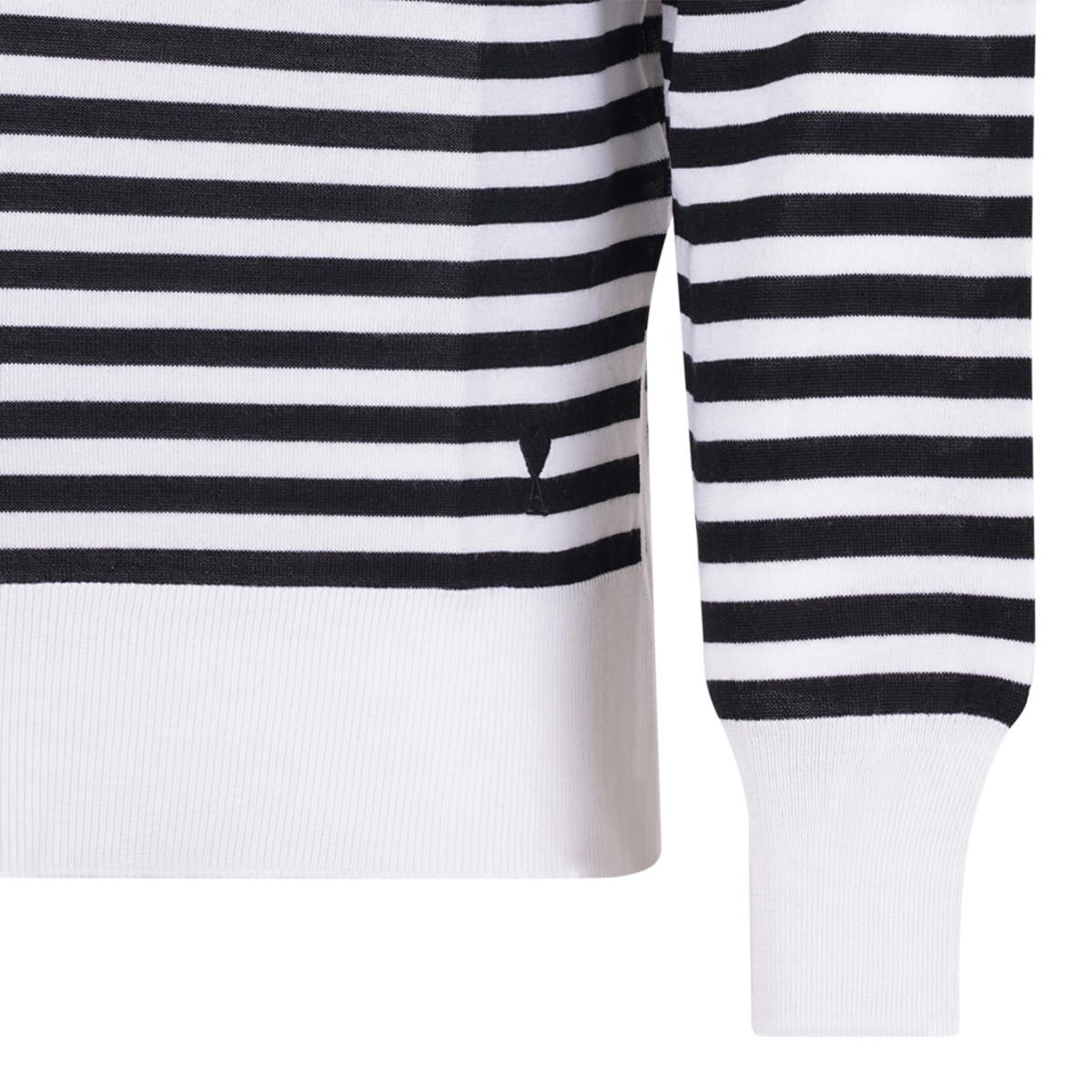 Black and White Striped Turtleneck Sweater.