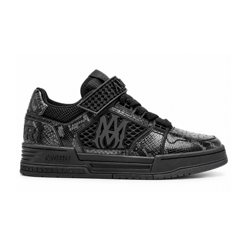 Black Embossed Logo Low-Top Sneakers.