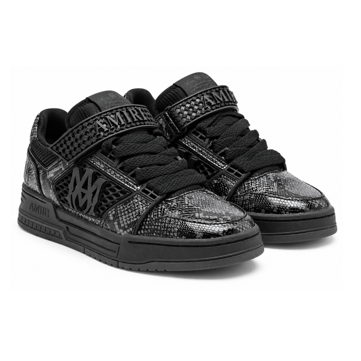 Black Embossed Logo Low-Top Sneakers.