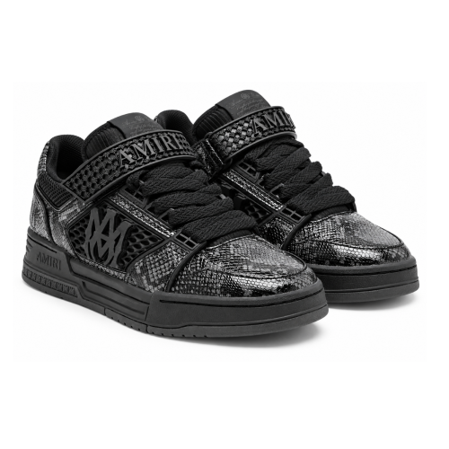 Black Embossed Logo Low-Top Sneakers.