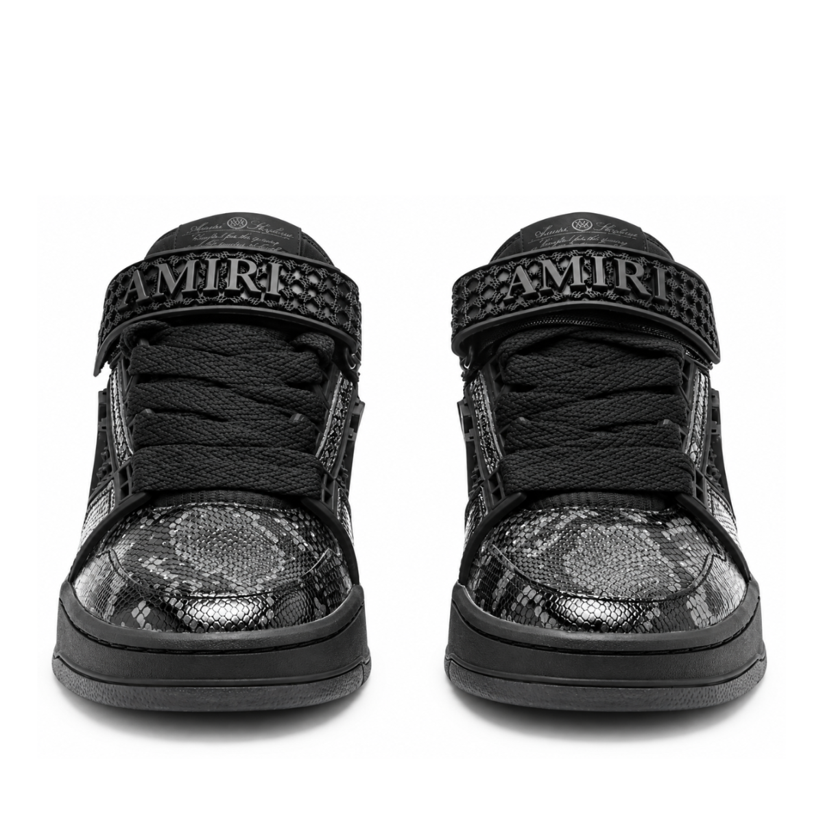 Black Embossed Logo Low-Top Sneakers.