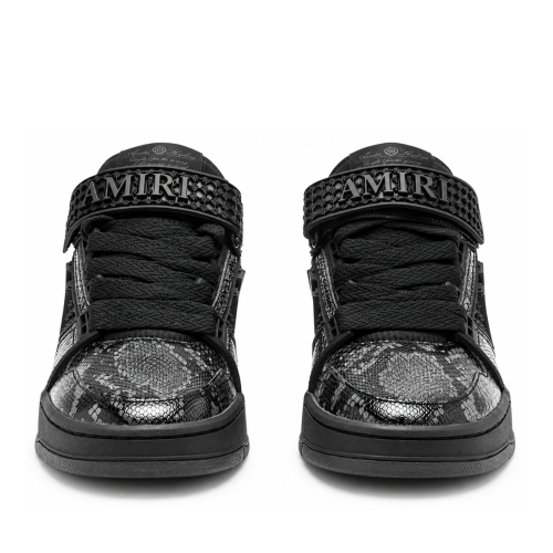 Black Embossed Logo Low-Top Sneakers.