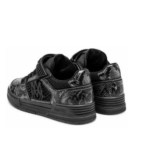 Black Embossed Logo Low-Top Sneakers.