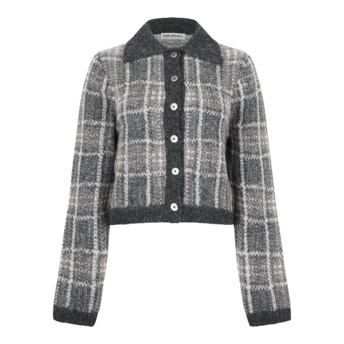 Our Legacy Grey Check Knit Cardigan.