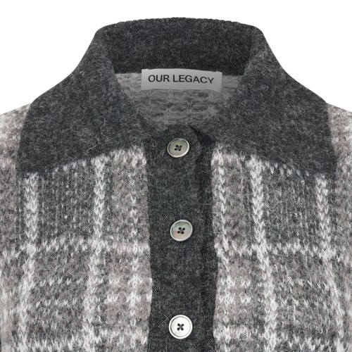 Our Legacy Grey Check Knit Cardigan.