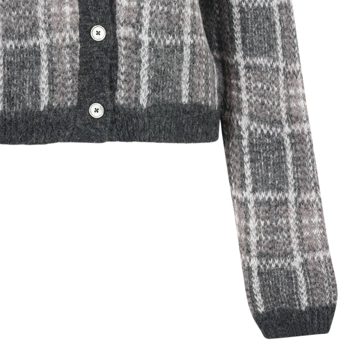 Our Legacy Grey Check Knit Cardigan.