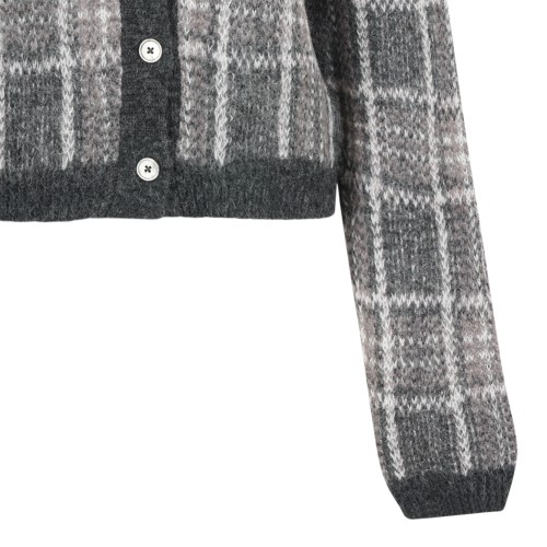 Our Legacy Grey Check Knit Cardigan.