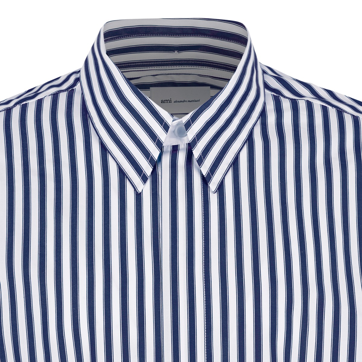 AMI Paris Blue and White Striped Shirt.