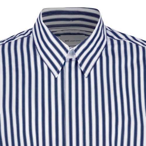 AMI Paris Blue and White Striped Shirt.