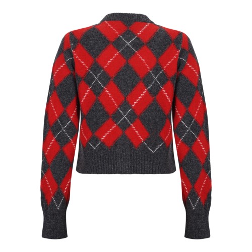 Red and Grey Argyle Cardigan. 2
