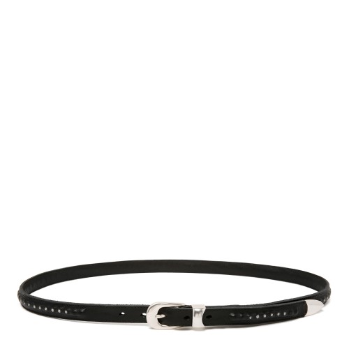 Our Legacy Black Studded Slim Leather Belt.