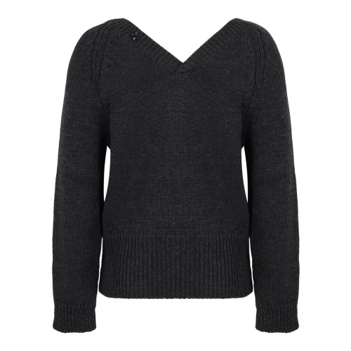 Our Legacy Dark Grey V-Neck Henley Sweater.