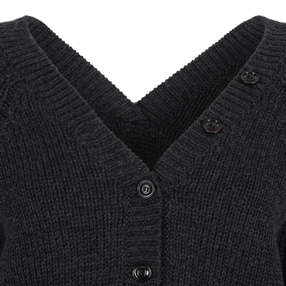 Our Legacy Dark Grey V-Neck Henley Sweater.