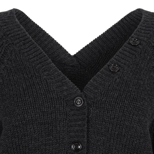 Our Legacy Dark Grey V-Neck Henley Sweater.
