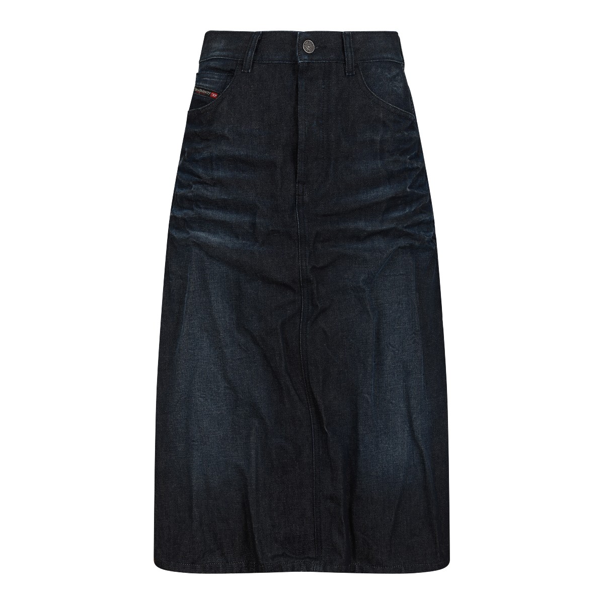 Black Denim Midi Skirt