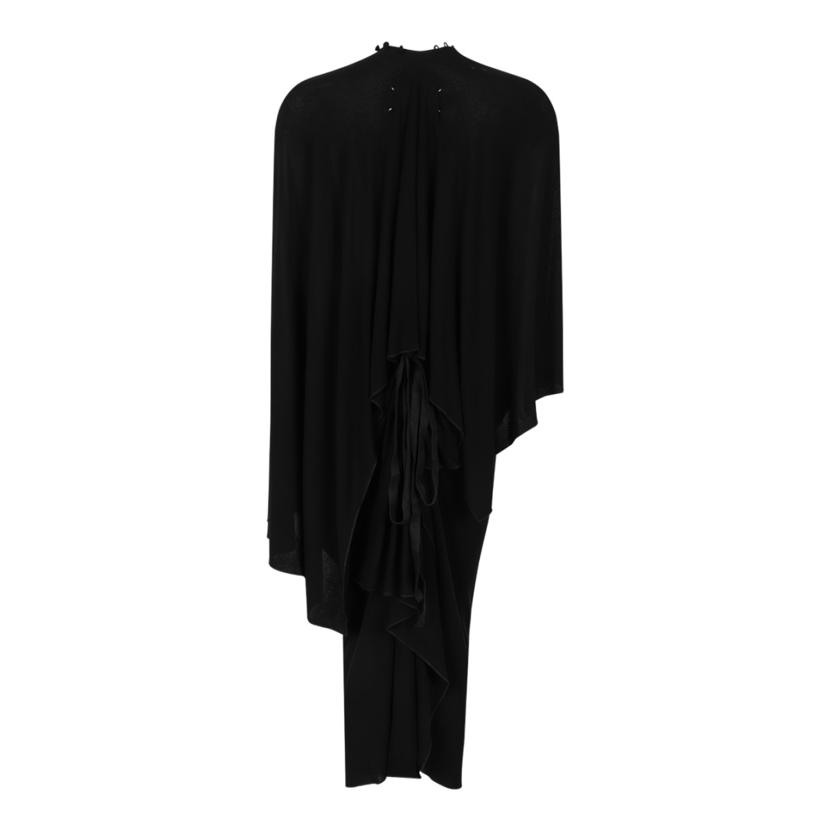 Black Asymmetric Draped Midi Dress