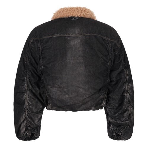 Black Denim Faux-Fur Collar Jacket 2