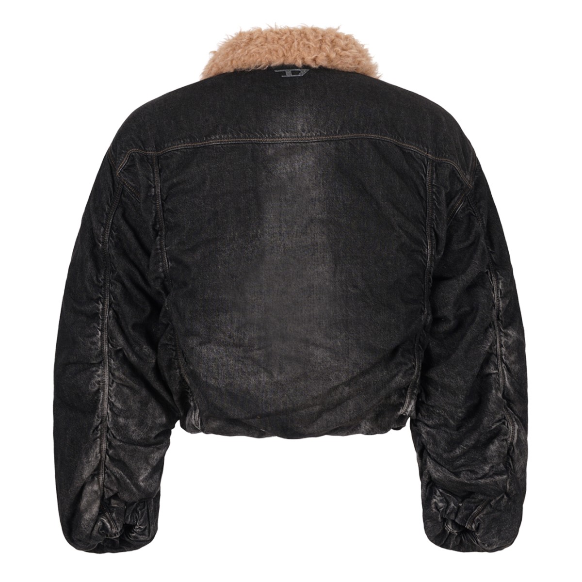 Black Denim Faux-Fur Collar Jacket