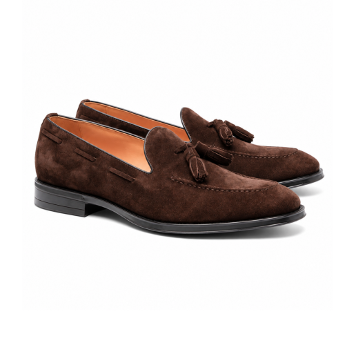 Brown Suede Tassel Loafers