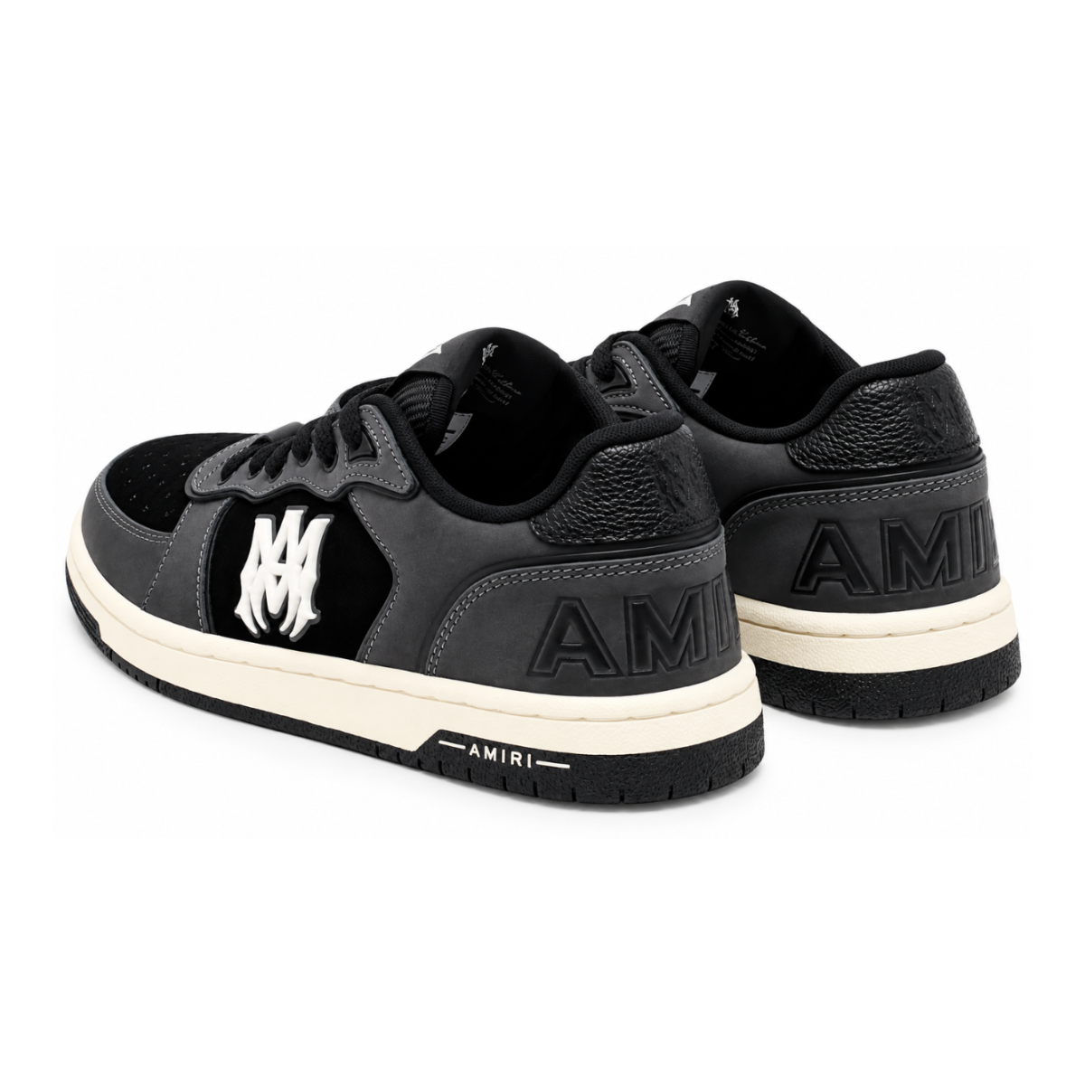 Black and Grey Logo Low-Top Sneakers.