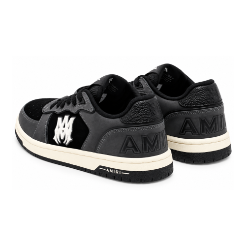 Black and Grey Logo Low-Top Sneakers.