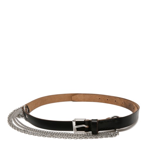 Our Legacy Black Chain Detail Leather Belt.