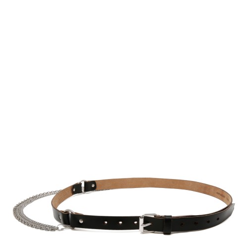 Our Legacy Black Chain Detail Leather Belt.