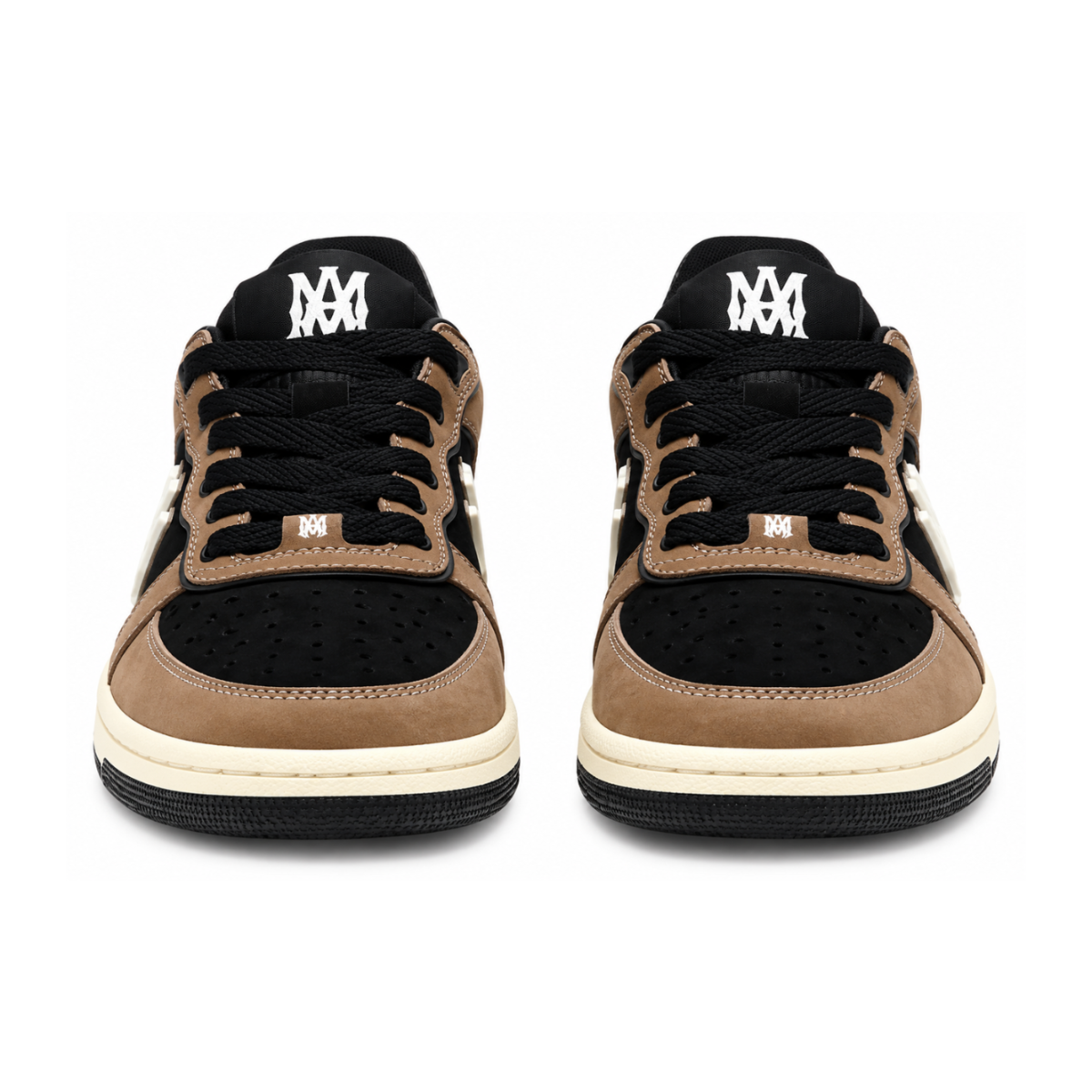 Brown and Black Logo Low-Top Sneakers.