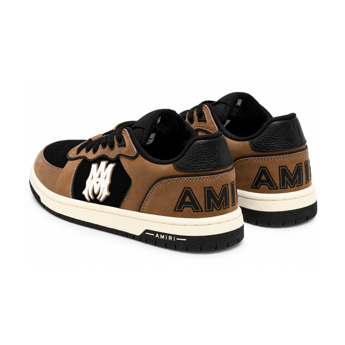 Brown and Black Logo Low-Top Sneakers.