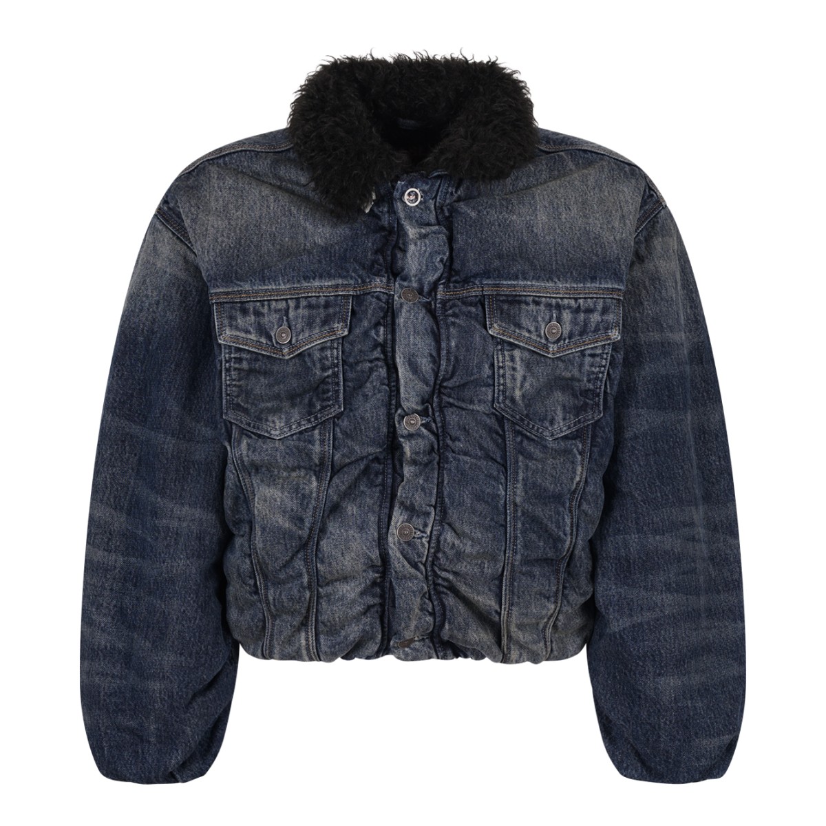 Blue Denim Faux-Fur Collar Jacket.