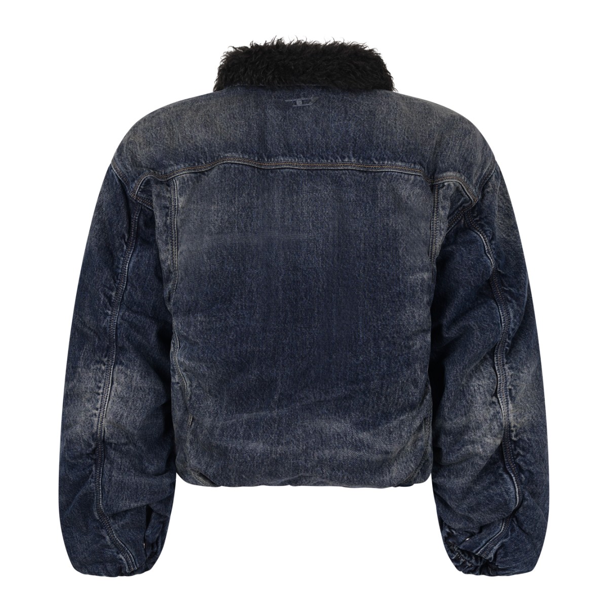 Blue Denim Faux-Fur Collar Jacket.