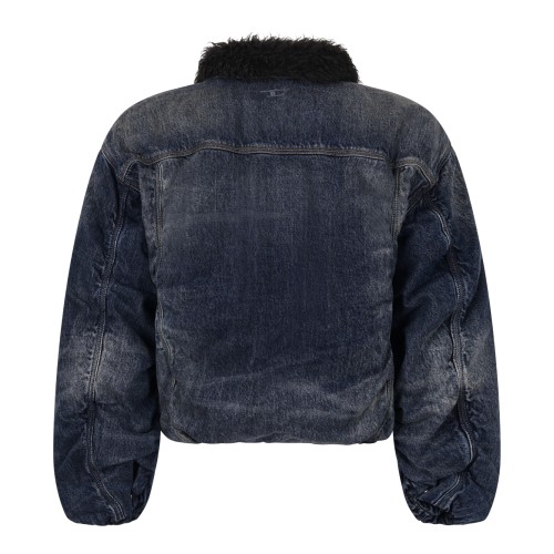 Blue Denim Faux-Fur Collar Jacket.