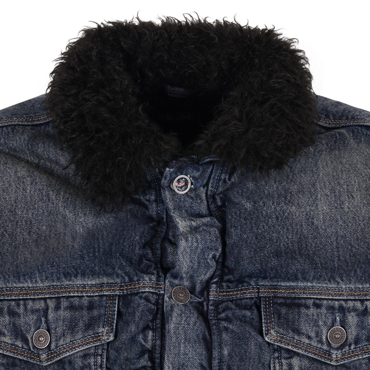 Blue Denim Faux-Fur Collar Jacket.