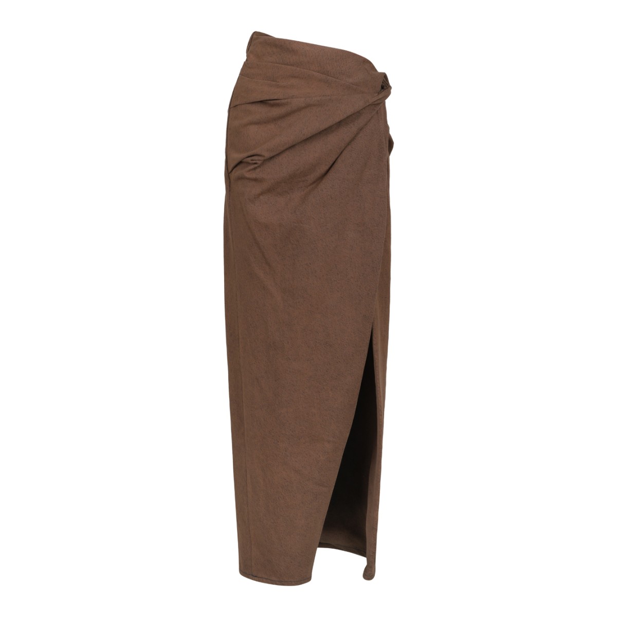 Brown Draped Midi Skirt