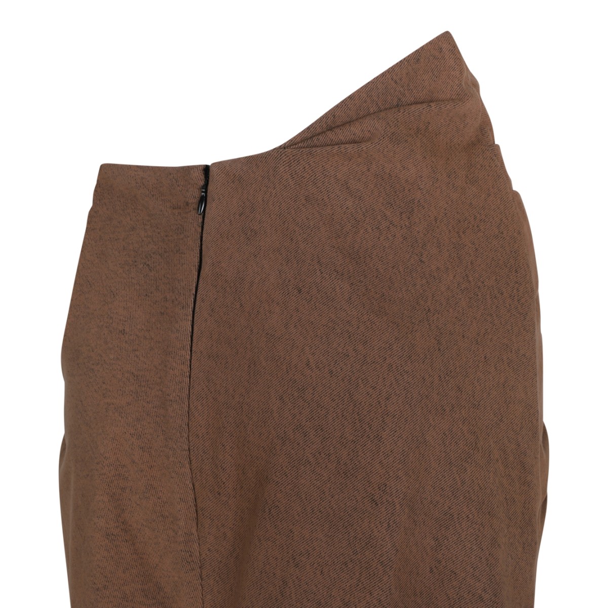 Brown Draped Midi Skirt