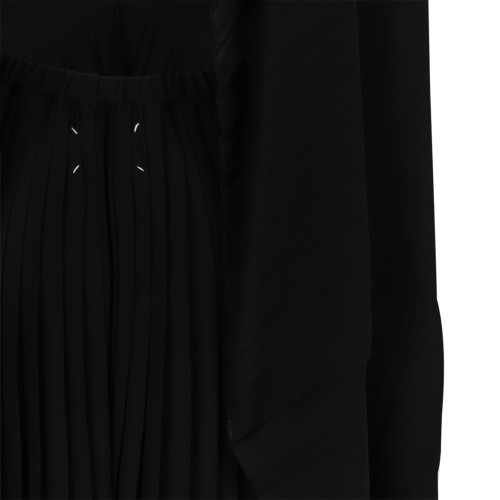 Black Draped Midi Dress